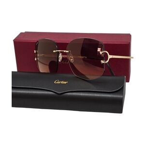 Cartier Gold Sunglasses with Dark Brown gradient Lenses